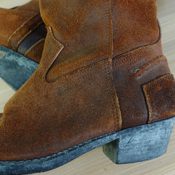 Vintage‎ Western Boots Leather 7.5 DEXTER Brown Cowboy Tall Mid Calf Rodeo USA - Picture 15 of 16